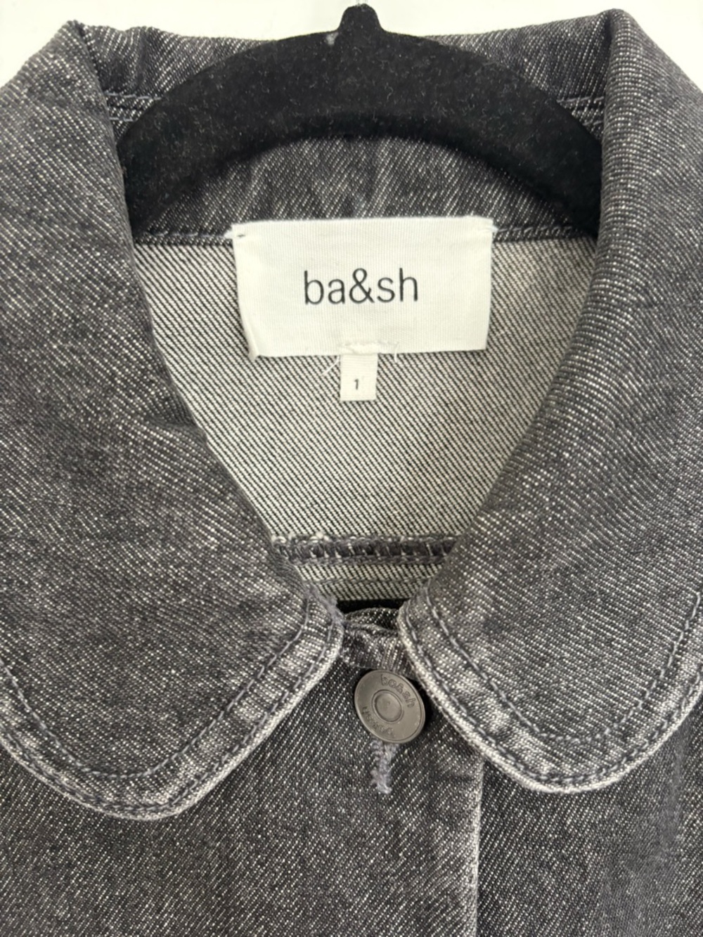 ba&sh Black Washed Denim Pea Jacket - Picture 3 of 3